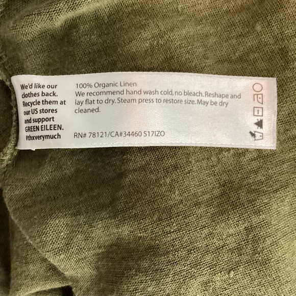 Eileen Fisher Organic Linen V-Neck Green Short Sleeve Tee XS - Picture 7 of 7